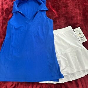 Marika Royal Blue Sleeveless Tennis/pickleball outfit Pleated Skort NEW M/L